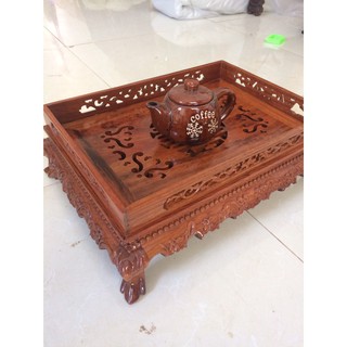khay đựng ấm chén chân quỳ-để ấm trà-cốc chén bằng gỗ hương hàng đẹp