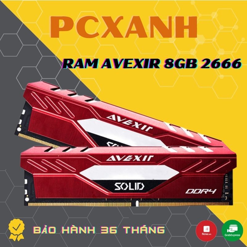 Ram máy tính PC AVEXIR 1SOE - SOLID RED Tản nhiệt 8GB (1x8GB) DDR4 2666Mhz - Cam kết bảo hành chính hãng BH 36 tháng