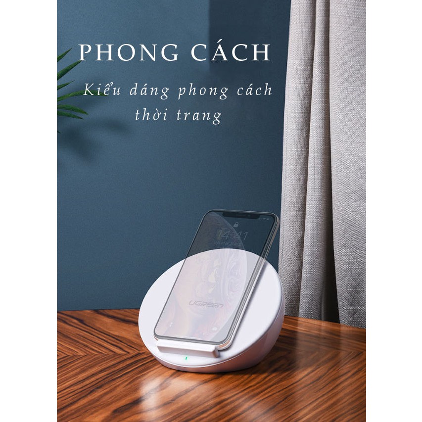 Sạc không dây đặt bàn dạng nửa bán cầu cho iPhone 8/8Plus/Xs/... UGREEN CD173 50198