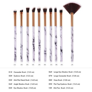 10pcs Professional Marble Makeup Brushes Eyeshadow Foundation Brush