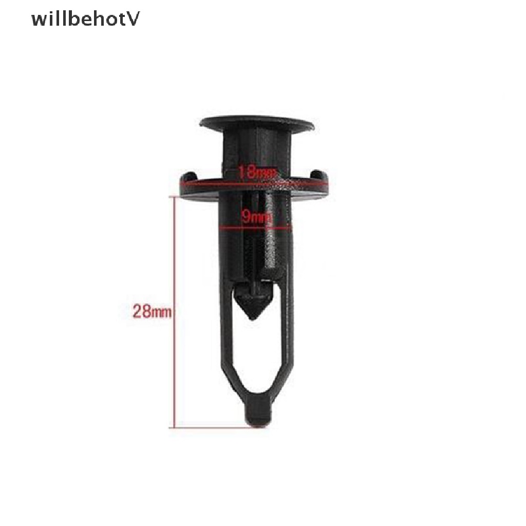 FENDER Set 100 Đinh Tán Nhựa Màu Đen 9mm Chuyên Dụng Cho Cửa Xe Hơi Toyota