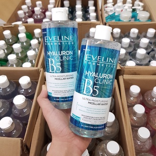 Nước Tẩy Trang Eveline Hyaluron Clinic B5 Và Tinh Chất Rau Má Làm Dịu, Dưỡng Ẩm Và Phục Hồi Da 500ml