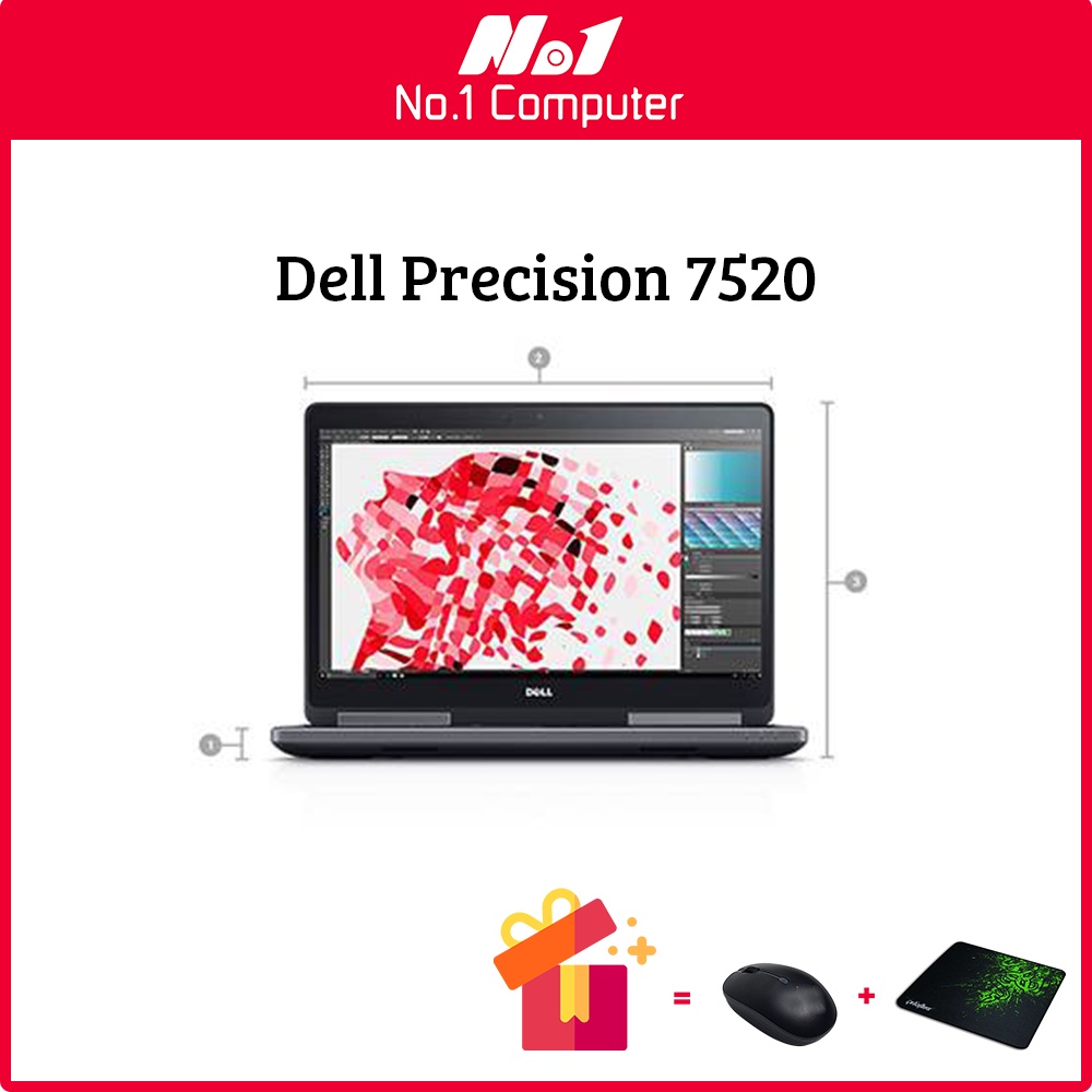 Laptop cũ Dell Precision 7520 i7-7820HQ/VGA Quadro M2200M/RAM 8GB/SSD 256GB/15.6″ FHD IPS