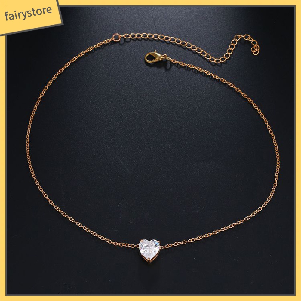 Vòng cổ choker hình trái tim đính đá thời trang cho nữ