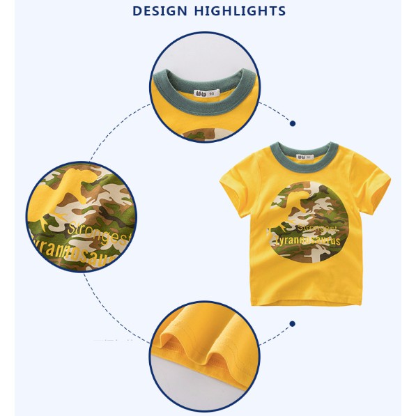 Áo bé trai áo thun cho bé in khủng long Dinosaur ngộ nghĩnh chất lượng dễ thương