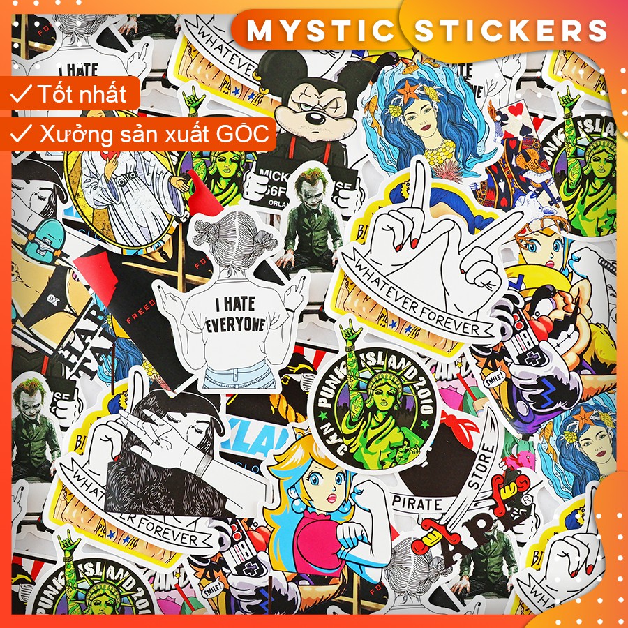 [SET TỔNG HỢP #5] 100 Sticker chống nước/ trang trí, set mix ,dán xe laptop mũ bảo hiểm vali...