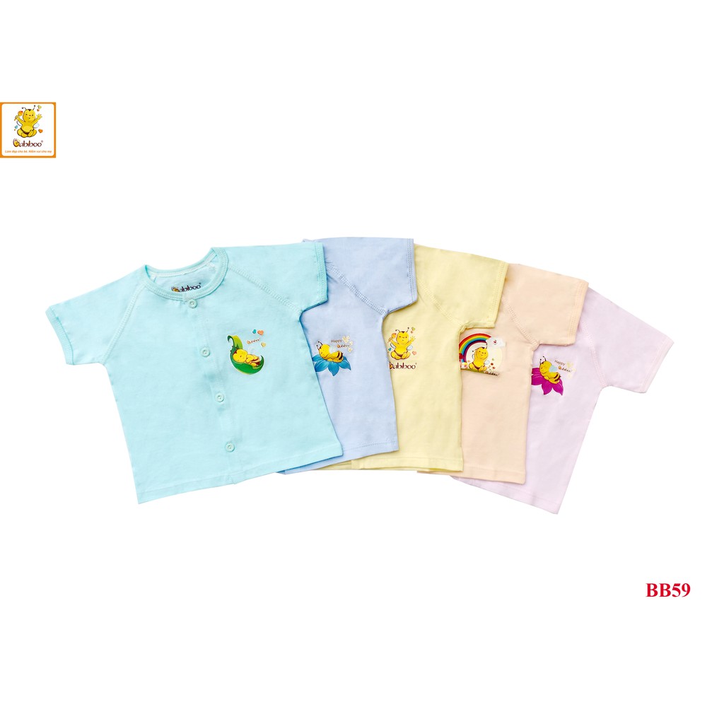 Áo sơ sinh màu ráp lăng ngắn cài nút giữa Babiboo BB59
