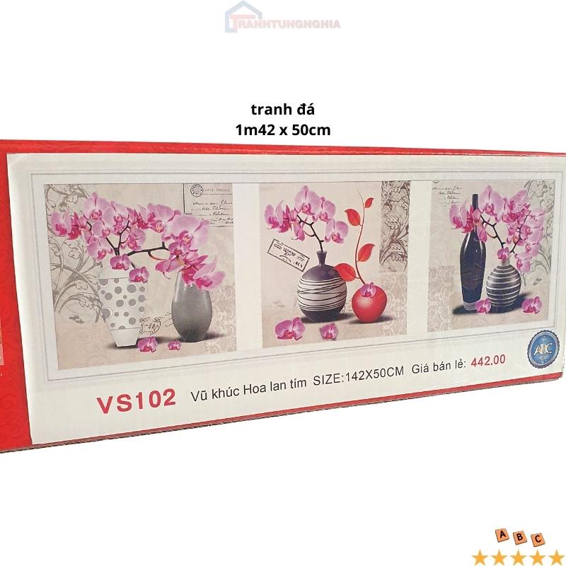 Tranh đính đá, tranh thêu chữ thập bình hoa bộ 3 bức