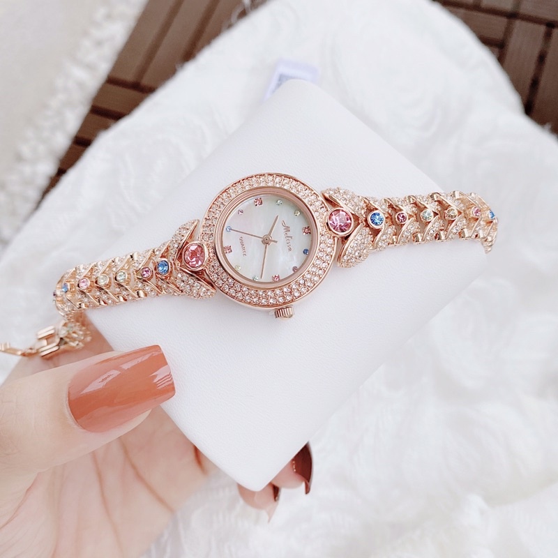 Đồng hồ Melissa nữ F8241 chính hãng tặng kèm dây chuyền size 28mm