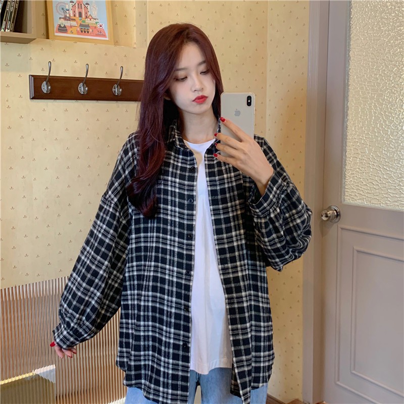 Áo Khoác Sơ Mi Flannel KẺ CARO Dài Tay From Rộng Nhiều Màu