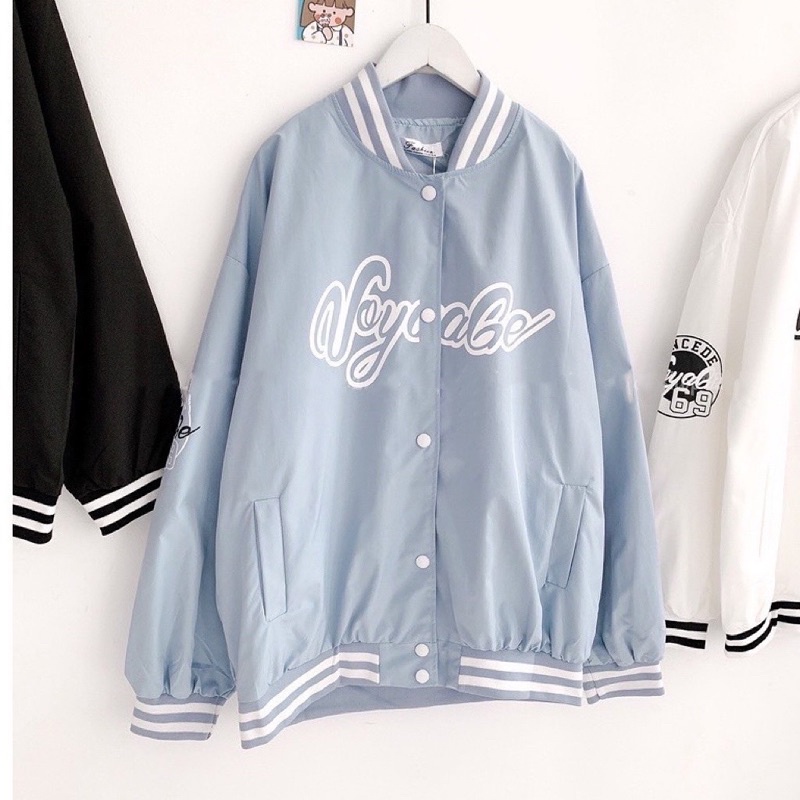Áo khoác bomber dù nam nữ [CÓ ẢNH THẬT] Áo khoác dù hai lớp có nút from rộng bomber unisex VOYGLE