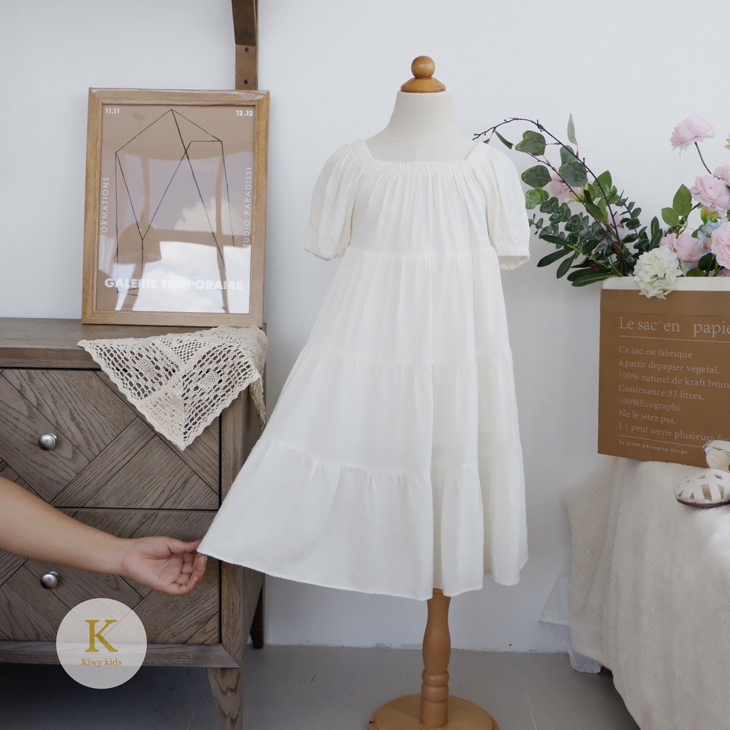 Váy bé gái maxi KIWY KIDS chất linen thô nhăn màu hồng ngọt ngào Kidsh2163 cho bé từ 5 đến 11 tuổi