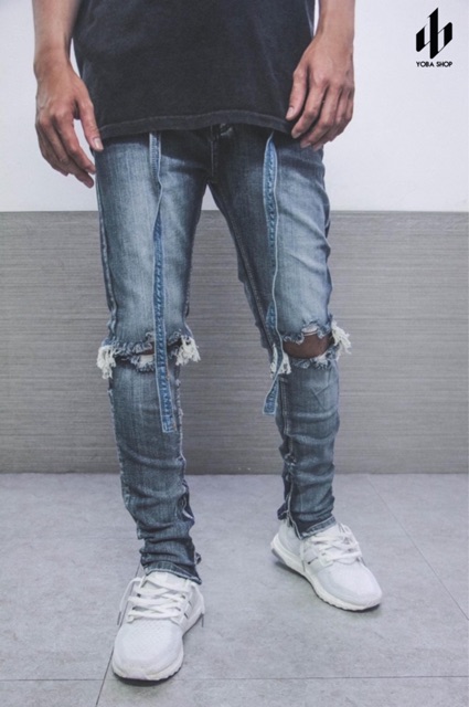 QUẦN JEANS SKINNY RÁCH GỐI XANH ĐẬM XỊN ĐẸP [ảnh thật 100%] | BigBuy360 - bigbuy360.vn