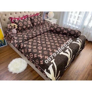 TRỌN BỘ GA PHỦ CHẦN BÔNG 5 MÓN - LV NÂU