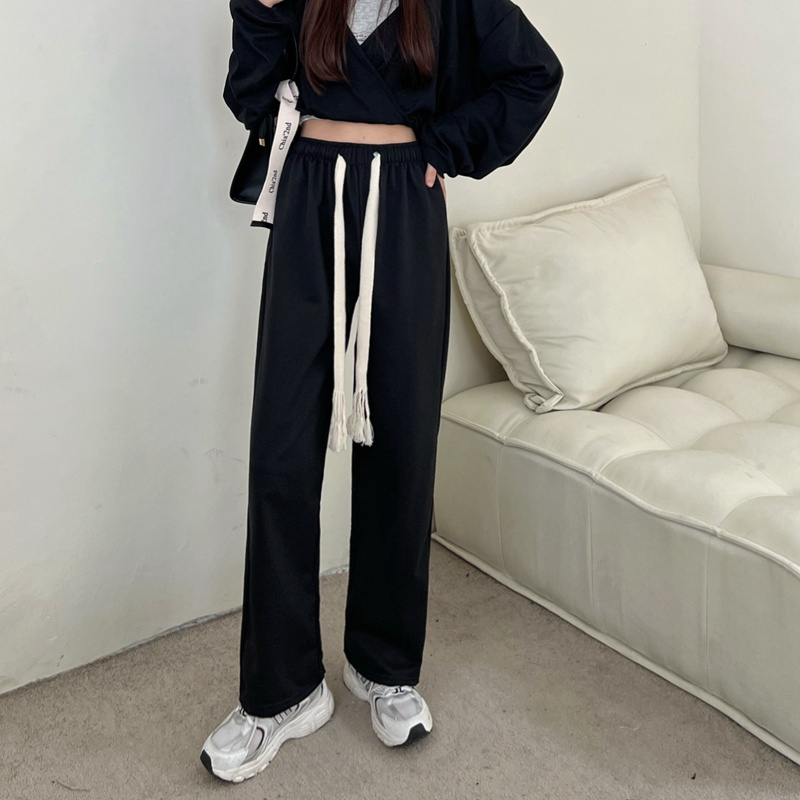 Quần thể thao lưng cao dáng rộng thiết kế đơn giản thời trang cho nữ