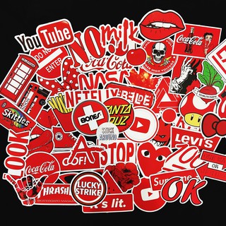 [RED] 50 sticker hình dán ĐỎ theme red nhám chống nước, dán laptop, điện thoại, nón... từ stickaroundvn