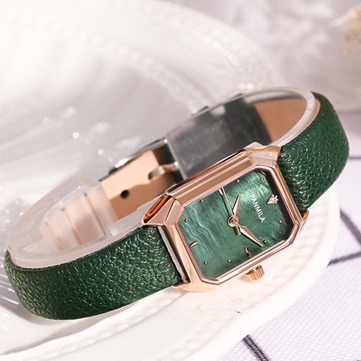 Đồng hồ nữ đeo tay Panmila dây da mặt vuông mini mạ viền vàng chính hãng Winsley giá rẻ đẹp