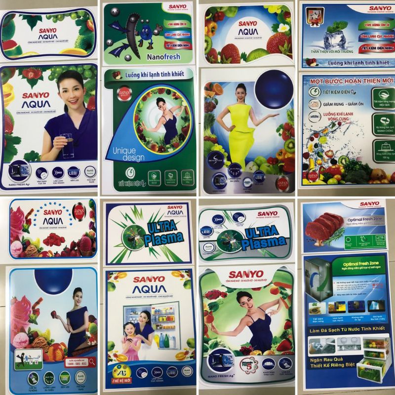 combo 5 tem dán tủ lạnh Sanyo