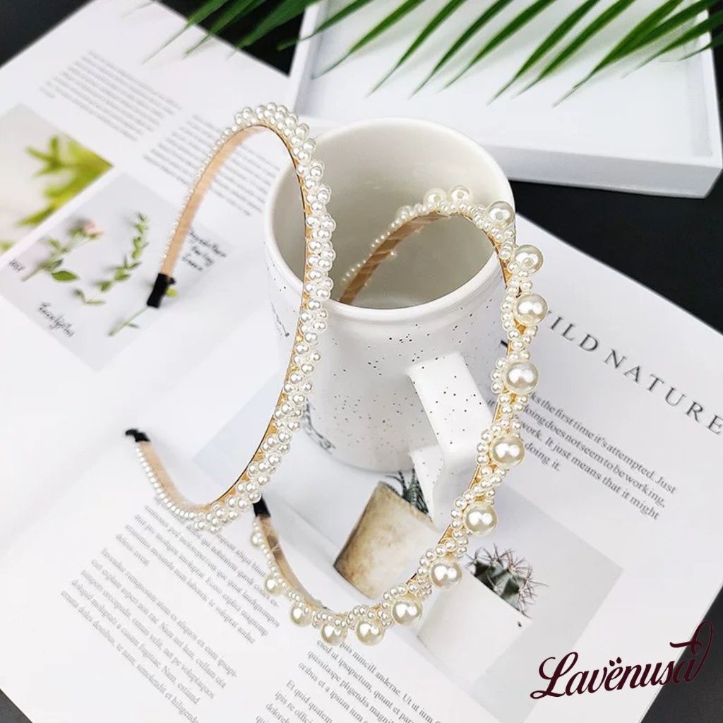 Bờm tóc kim loại đính ngọc trai nhân tạo thời trang thanh lịch LAVENUSA CT19