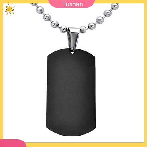 TUSH_Men's Women's Punk Fashion 316L Stainless Steel Polished Rectangular Dog Tag Necklace