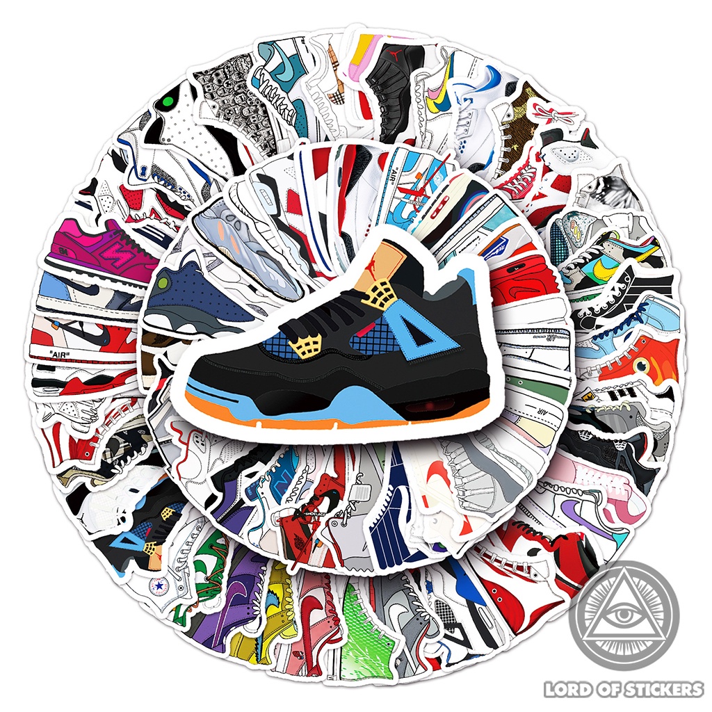 Set 84 Hình Dán Sneaker Sticker Họa Tiết Giày Thể Thao Chống Thấm Nước Dán Mũ Nón Bảo Hiểm, Laptop, Vali, Ván Trượt, Sổ