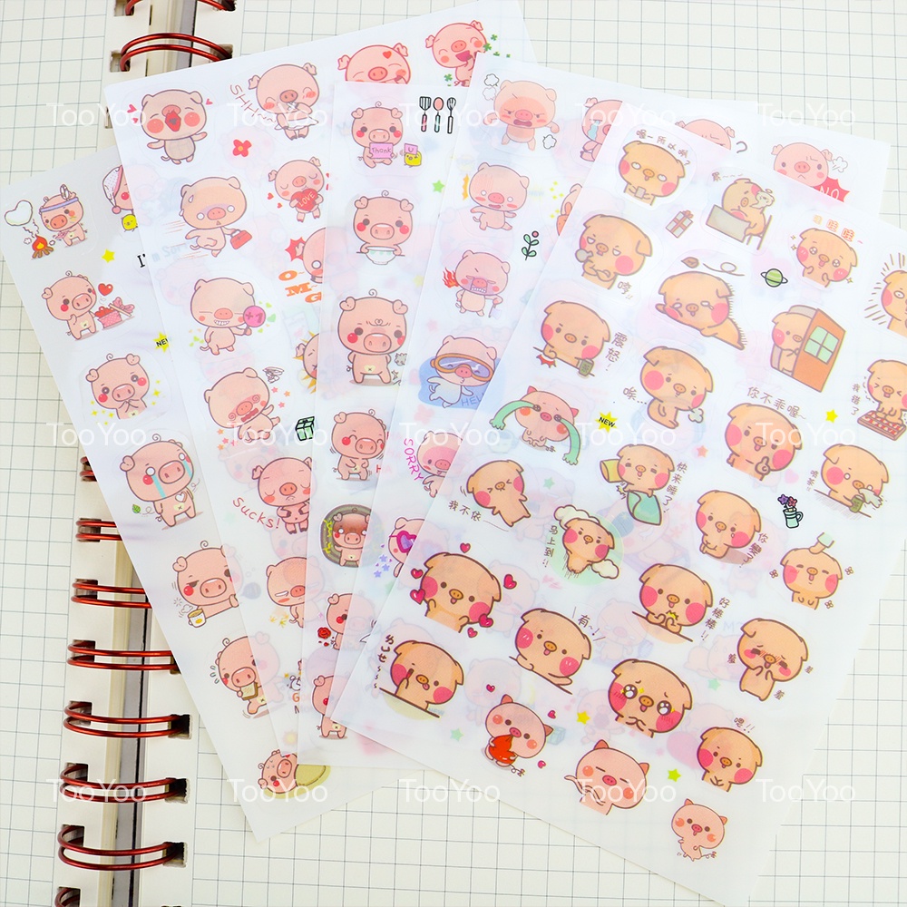 Set 6 tấm sticker trang trí sổ tay, quyển nhật kí nhiều mẫu dễ thương cute TooYoo TY0060