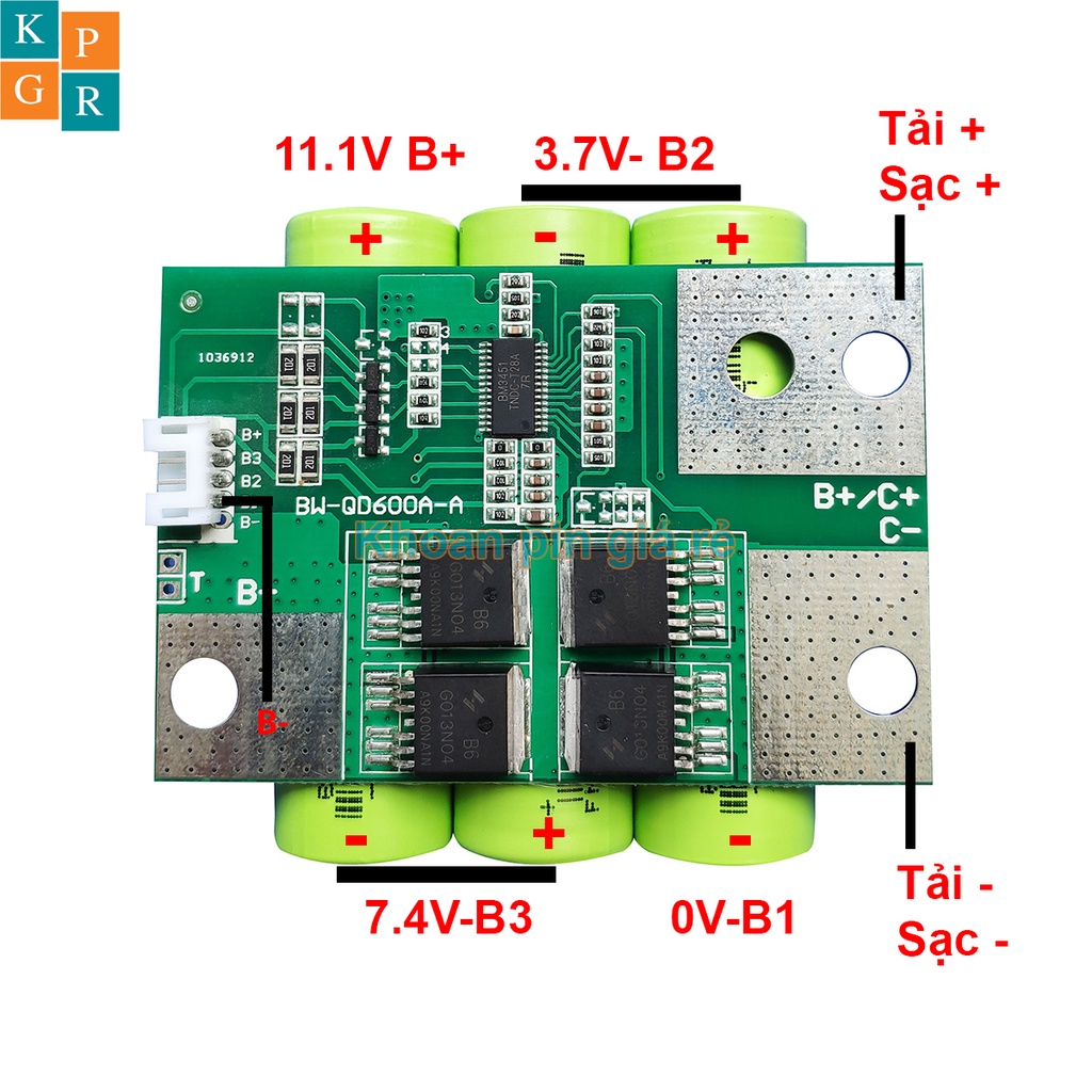 Mạch 3S 12V 600A BW bảo vệ pin Li-ion 3.7V