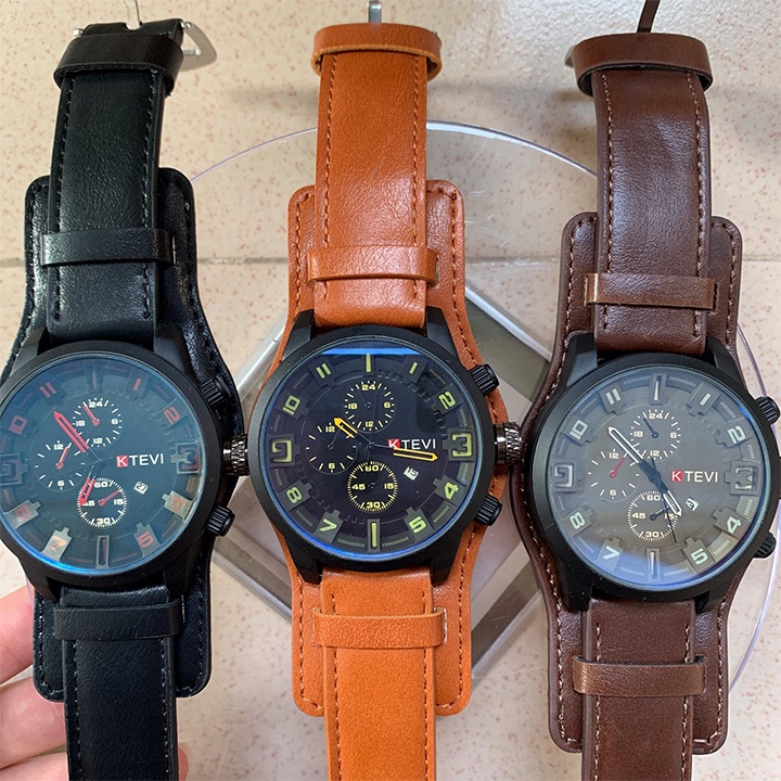 Đồng hồ da thời trang nam KTEVI dây da cao cấp , đồng hồ thể thao nam mặt lớn 48mm | BigBuy360 - bigbuy360.vn