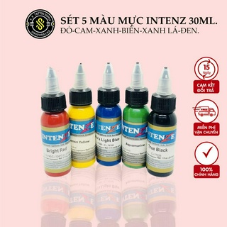 Combo 5 mực màu INTENZ [Tặng quà + Freeship] 💝Mực màu xăm hình các tông cơ bản 30ml.