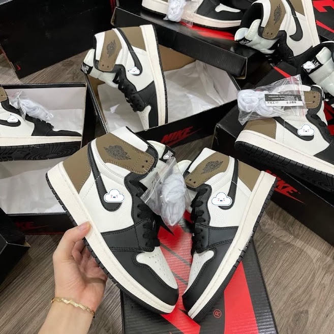 Giày thể thao jordan cao cổ nâu đen, Giày sneaker nam nữ JD dark mo_cka cực chất dễ phối đồ hàng Full Box