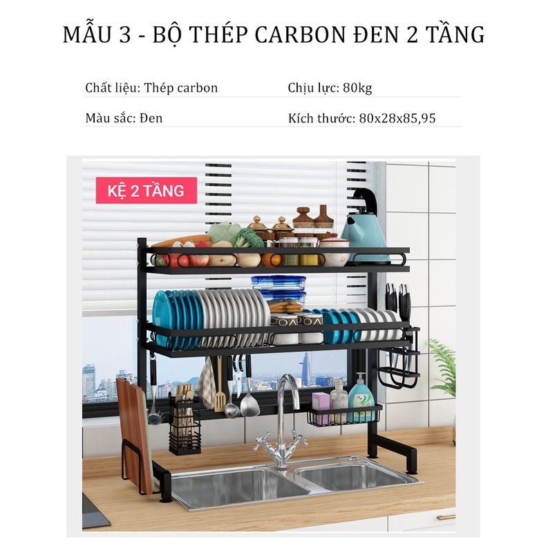 Kệ Để Chén Đĩa Thông Minh Trên Bồn Rửa Bát FALY Sơn Đen Tĩnh Điện Cao Cấp