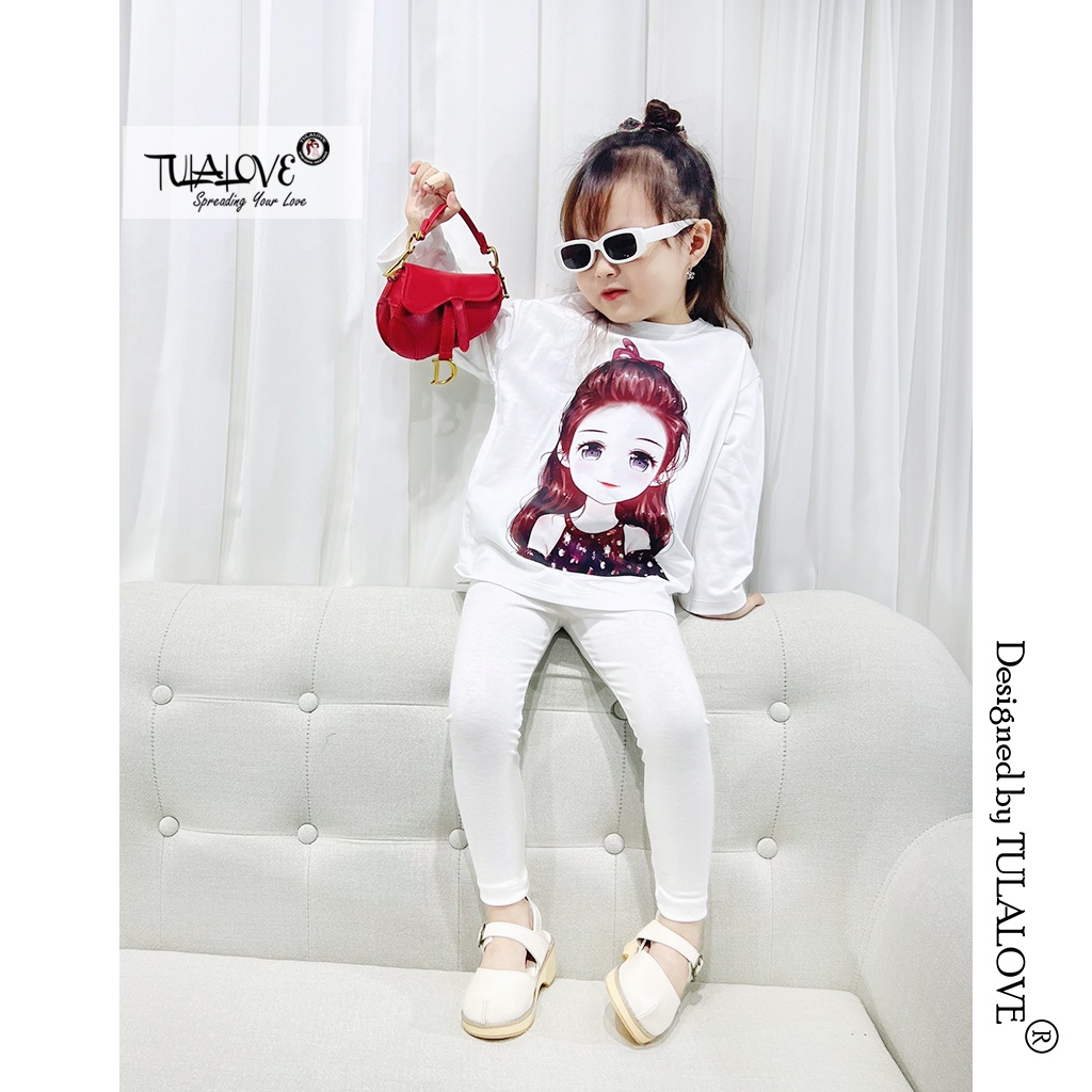 Quần Legging Dài Bé Gái Vải Co Dãn Mạnh Cực Thoải Mái Cho Bé, Quần Legging Dài Tulalove