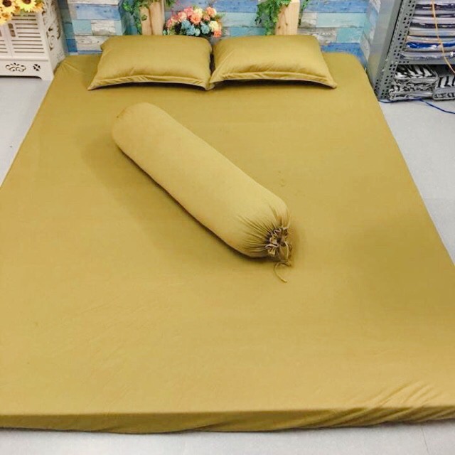 [1m2 Màu Trơn] Drap Ga Nệm Thun Lạnh HQ Cực Kì Mịn Mát Bộ Ga Trải Giường Vỏ Gối Drap Nệm Grap Giường