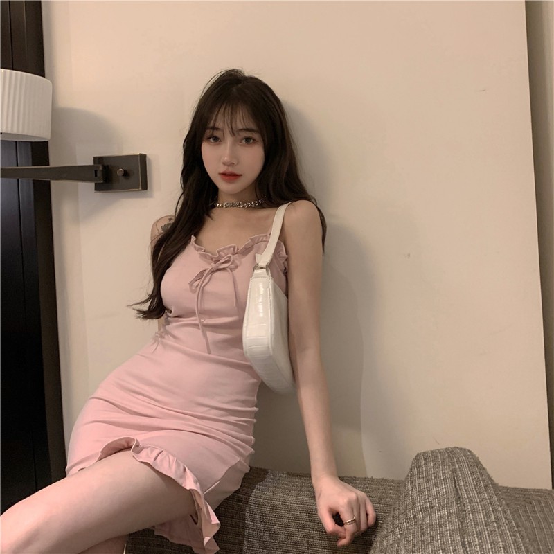 XẢ HÀNG FREE SHIP ORDER ĐẦM HAI DÂY GỢI CẢM VÁY NỮ HAI DÂY BODY VÁY HỒNG BODY