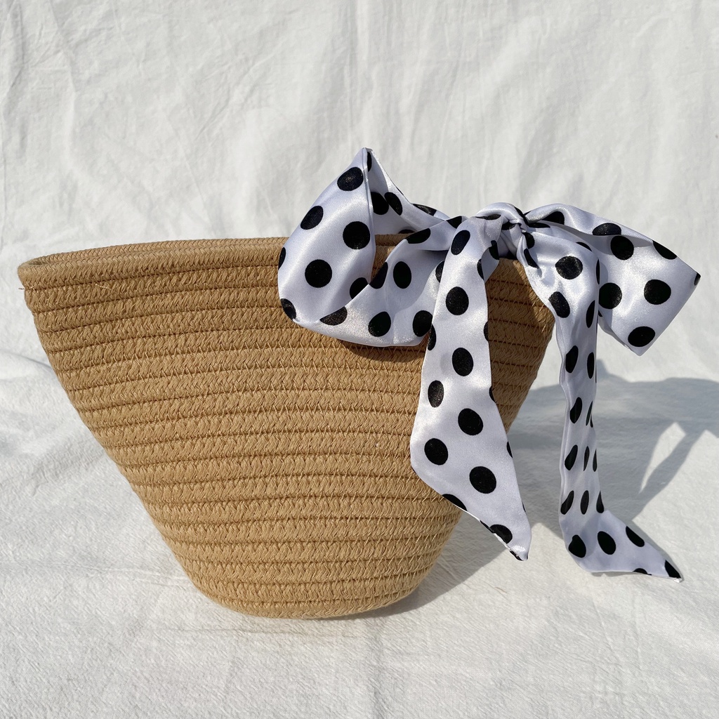 Túi dệt thủ công thời trang Hàn Quốc túi đeo chéo sợi dây cotton túi đựng điện thoại di động / túi đi biển (bao gồm ruy băng)