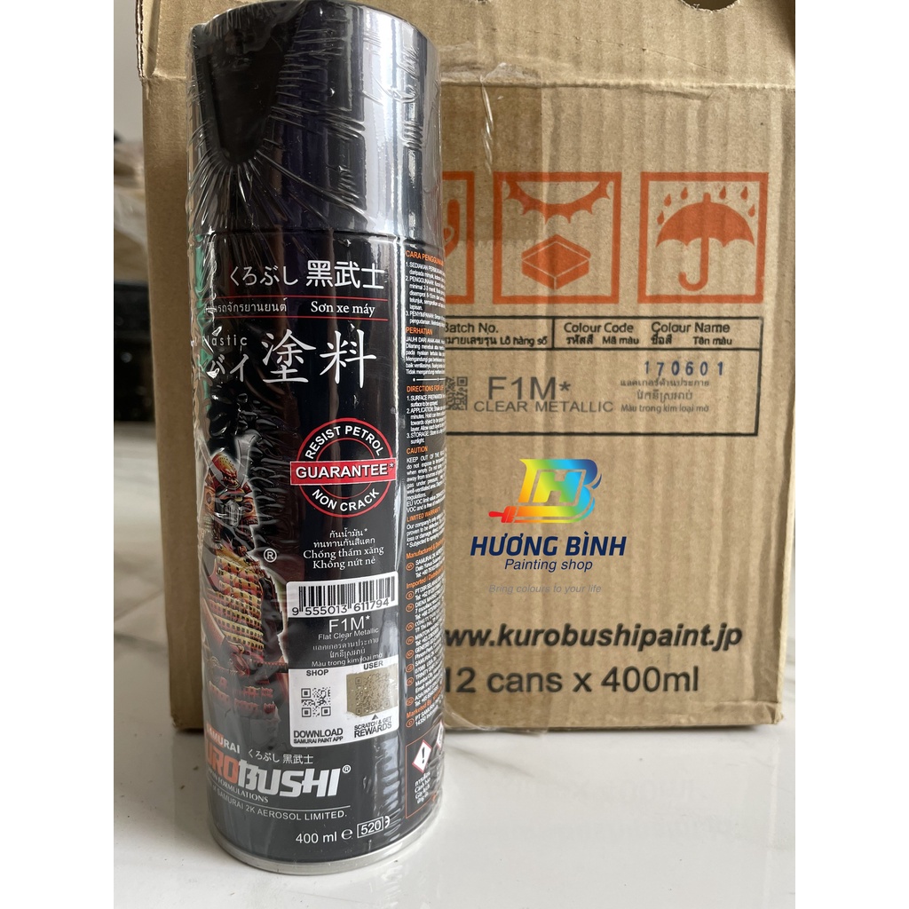 Sơn xịt Samurai  F1M - màu Trong Kim Loại Mờ (bóng mờ ánh kim) (400ml)