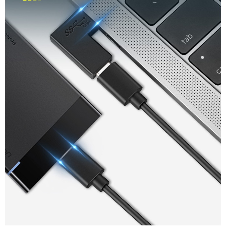 Đầu chuyển usb type-c 3.1 ra type-c tốc độ 10Gbps, 90 độ hỗ trợ 4k60hz, pd 100w - c to c  - Hồ Phạm