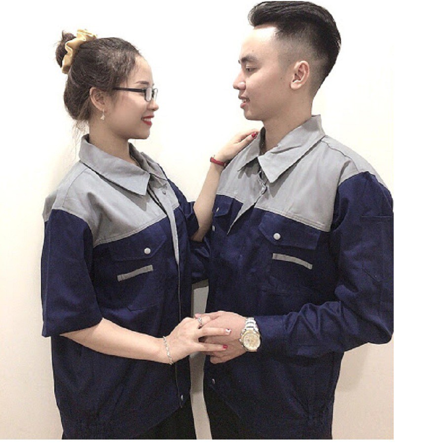 Áo bảo hộ lao động nam nữ khóa kéo SHUNI -012A vải kaki liên doanh loại dày