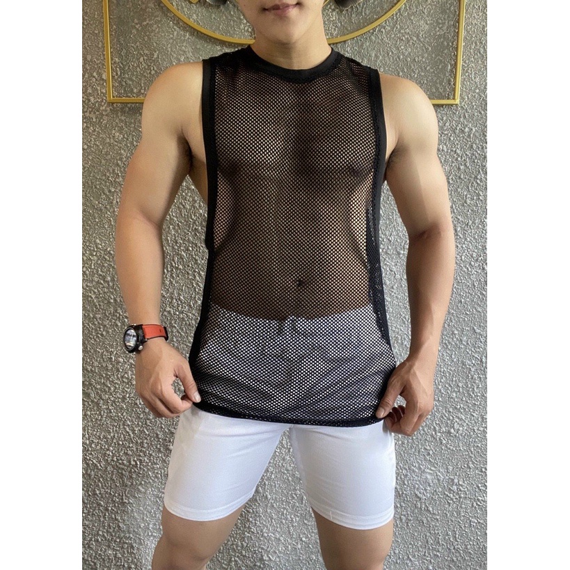 Áo lưới nam nách rộng freesize