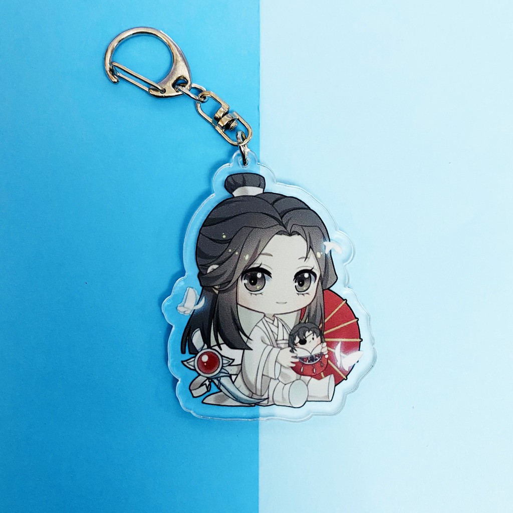 ( Mica trong acrylic) Móc khóa Thiên quan tứ phúc ver cute in hình anime chibi hệ thống tự cứu của nhân vật phản diện