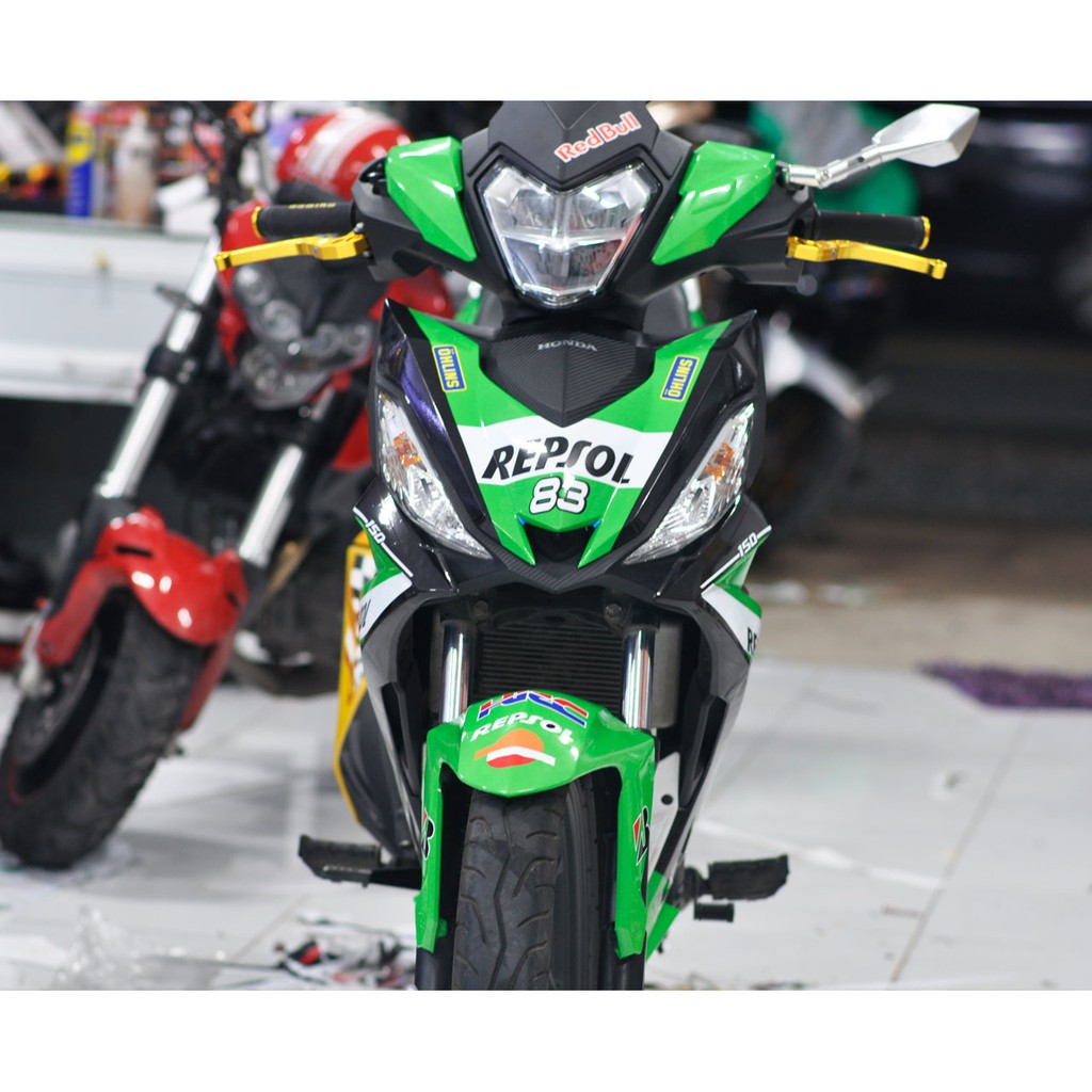 Tem trùm xe Winner xanh lá trắng đen repsol 150 V1, độ thiết kế team dán phủ decal xe máy giá rẻ đẹp