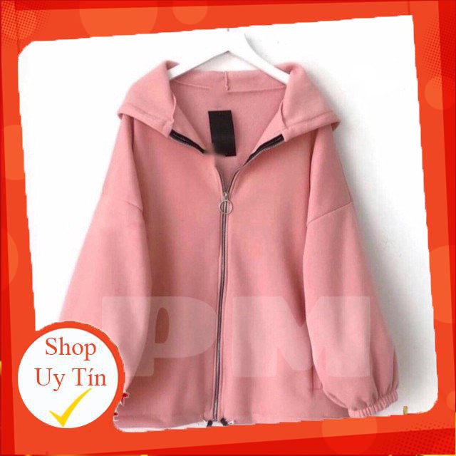 Áo hoodie khóa tròn tay bom