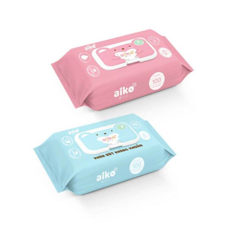 Khăn ướt Aiko/ Aikun 100 tờ không hương