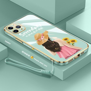 Ốp Điện Thoại Silicon Viền Thẳng In Hình Cô Gái Cho iPhone 11 iPhone 11 pro 11 pro max iPhone 12 iPhone 12 pro iPhone 12 pro maxiPhone 12