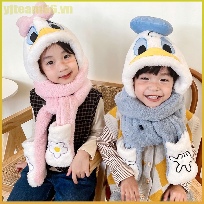 🔥1.1 giảm giá lớn🔥! Mũ len trùm đầu Chuột Mickey / Vịt Donald liền khăn cổ giữ ấm kèm găng tay chồng gió lạnh mùa đông cho bé từ 5 - 12 tuổi🔥yjteam66.vn🔥