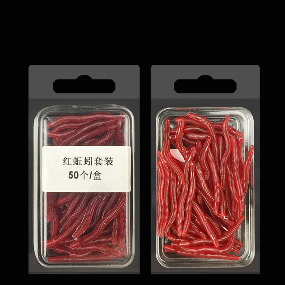 Set 50 Mồi Giun Giả Mềm Câu Cá 3.5cm