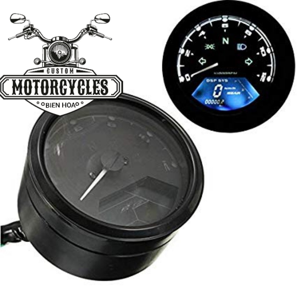 Đồng hồ điện tử tròn cafe racer