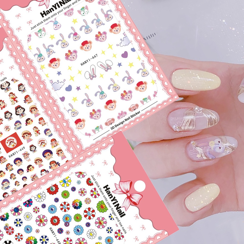 [Hàng mới về] Sticker dán móng trang trí nghệ thuật thủ công họa tiết hoạt hình dễ thương 3D đa dạng nhiều kiểu tùy chọn