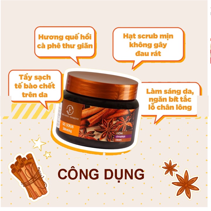 Tẩy Tế Bào Chết Toàn Thân Quế Hồi Cafe Exclusive Cosmetics 380g