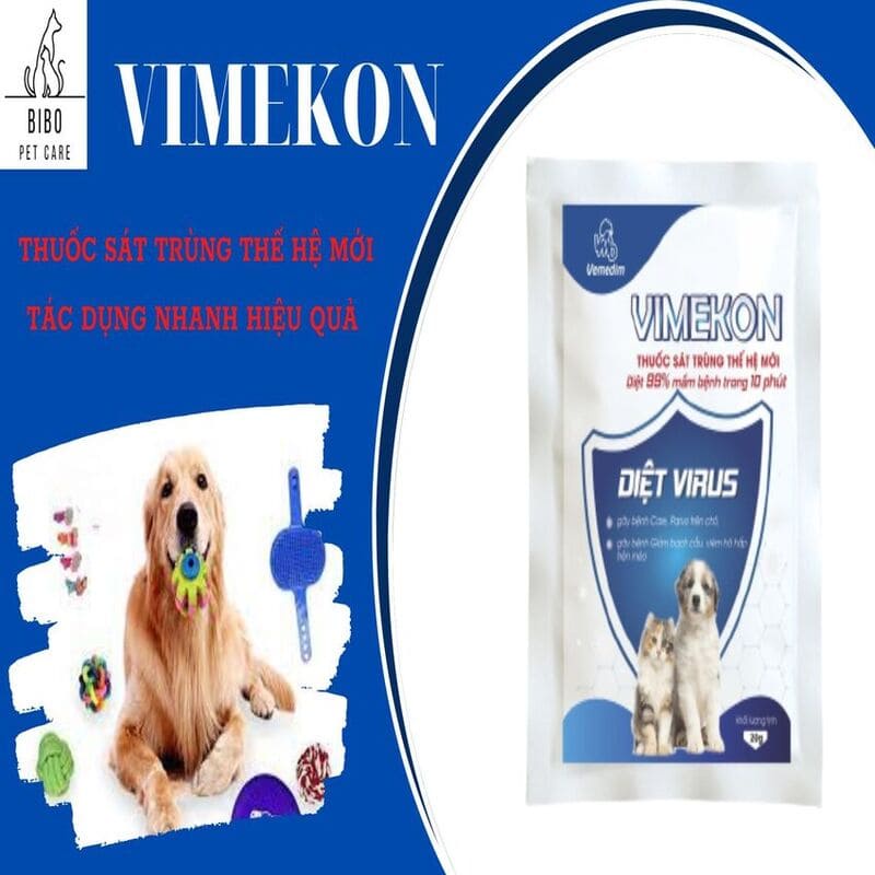 Thuốc sát trùng chuồng trại, dụng cụ chăm sóc thú cưng Vimekon gói 20g bột pha nước sát trùng diệt khuẩn